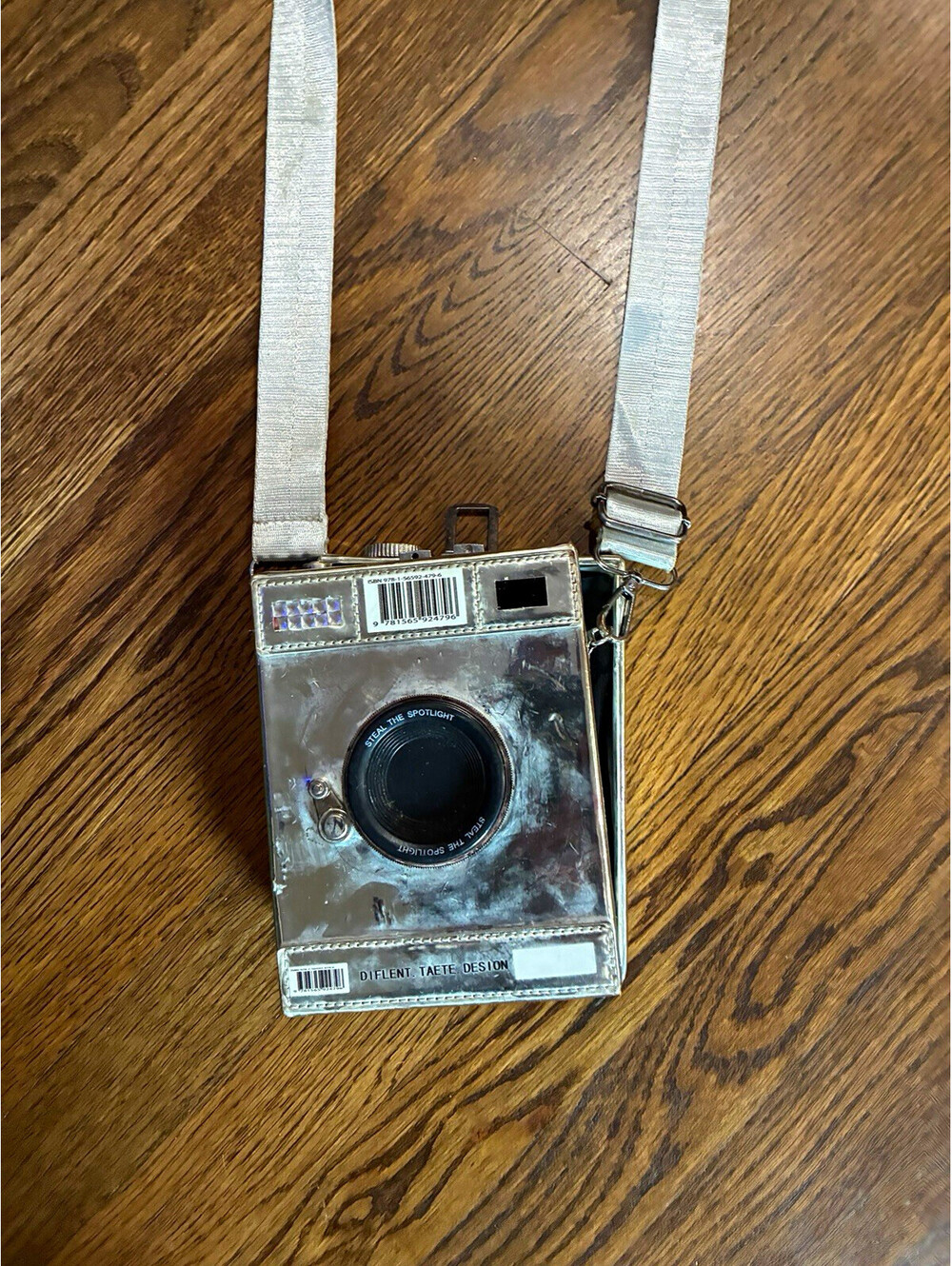 Silver Camera-Shaped Novelty Crossbody Bag Purse, Faux Leather, Women's Casual